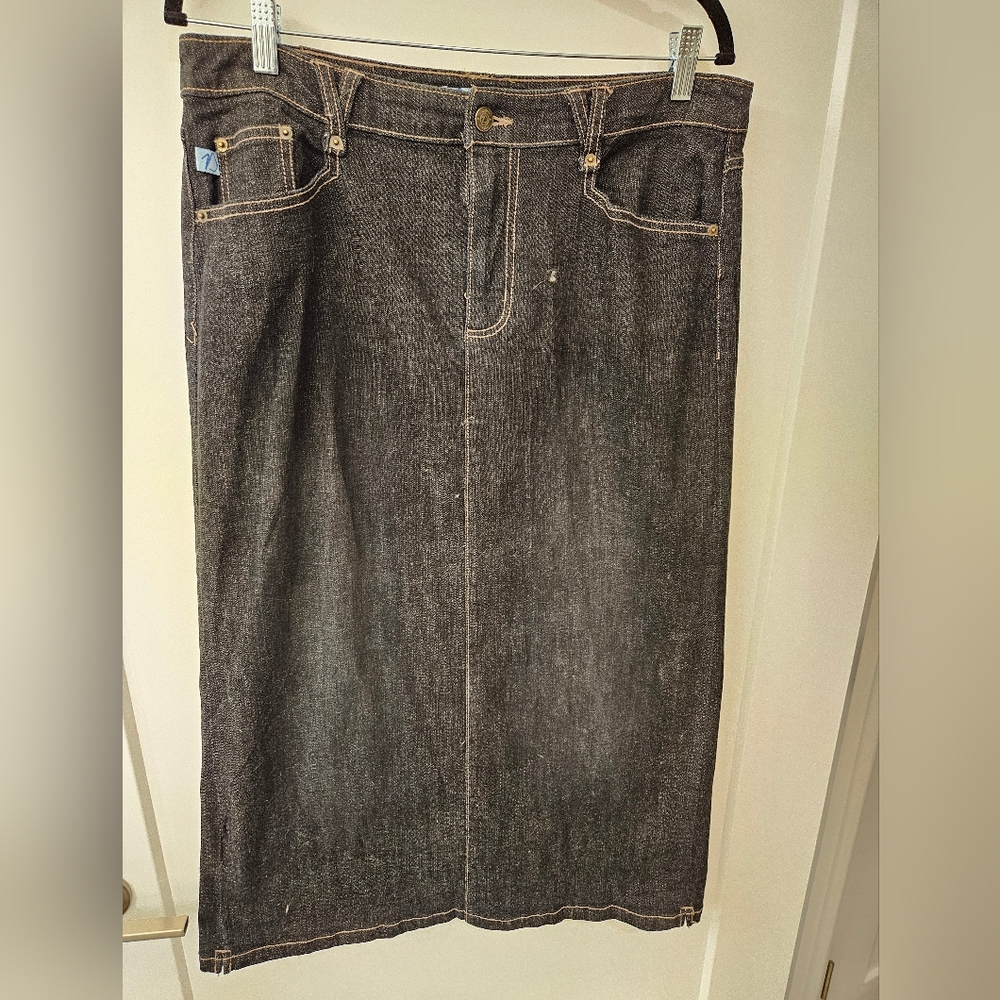 Duplex Midi Jeans Skirt with Beaded back pockets - Size 12 - NWOT